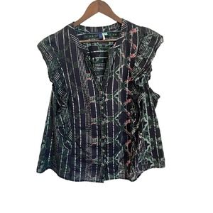 Pilcro Floral Ruffle Button Down - Size 3X
